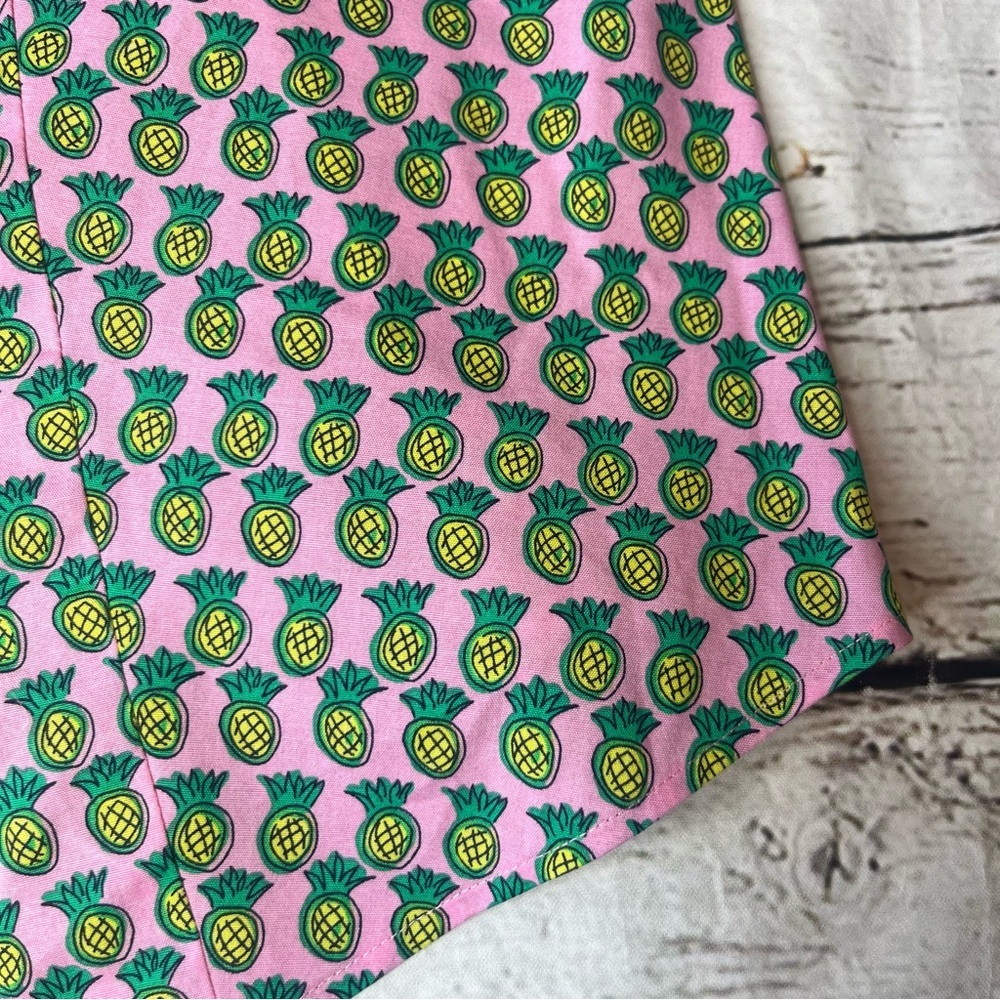 Talbots No-Iron Scalloped Edge Pineapple Print Sleeveless Blouse Size 10 - Picture 6 of 9